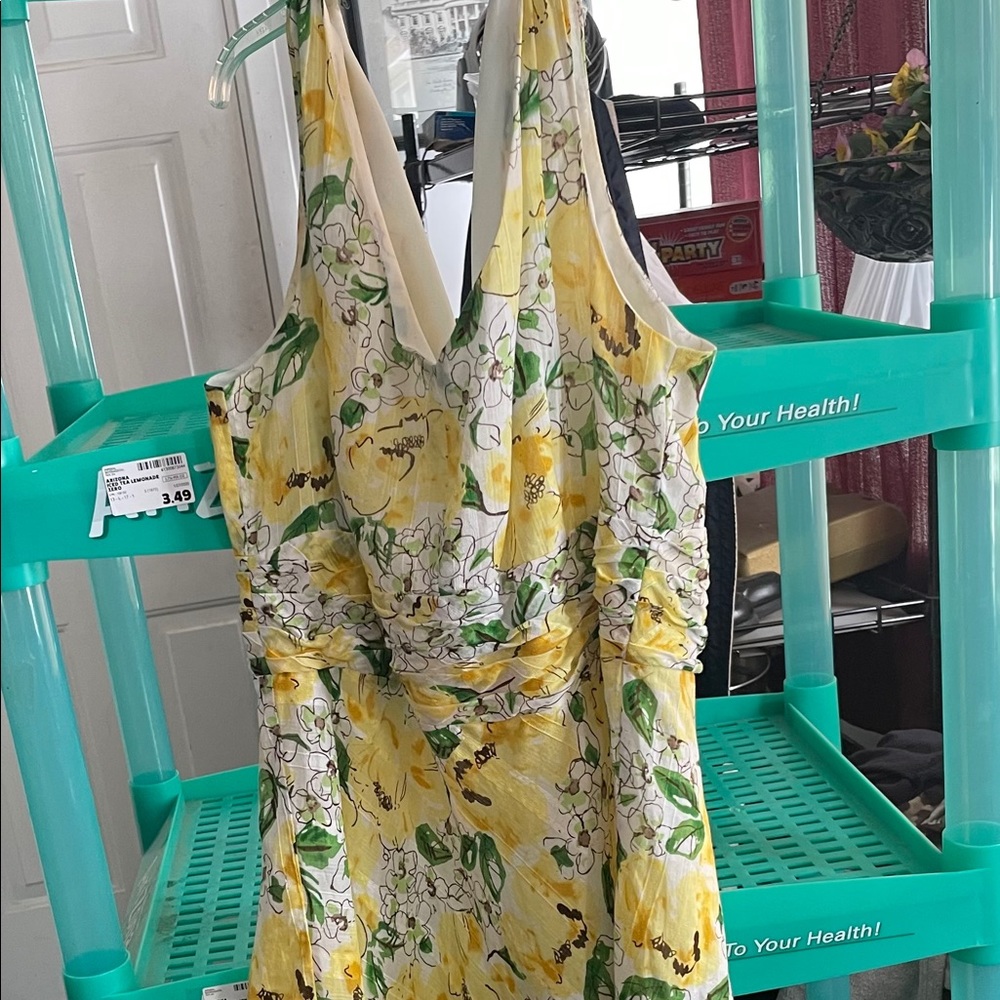 Spring mid length dress with yellow flowers